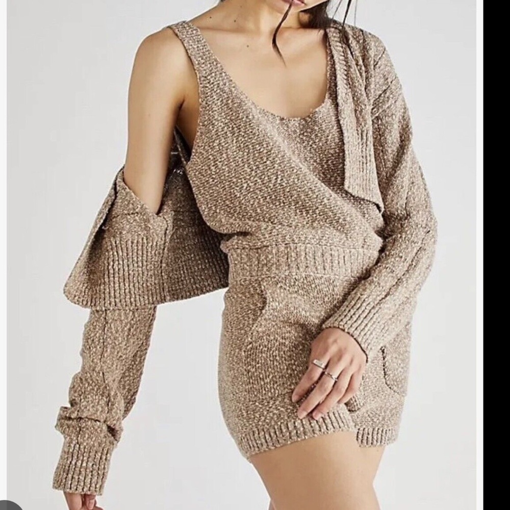 Free People Tan Knit Jumpsuit